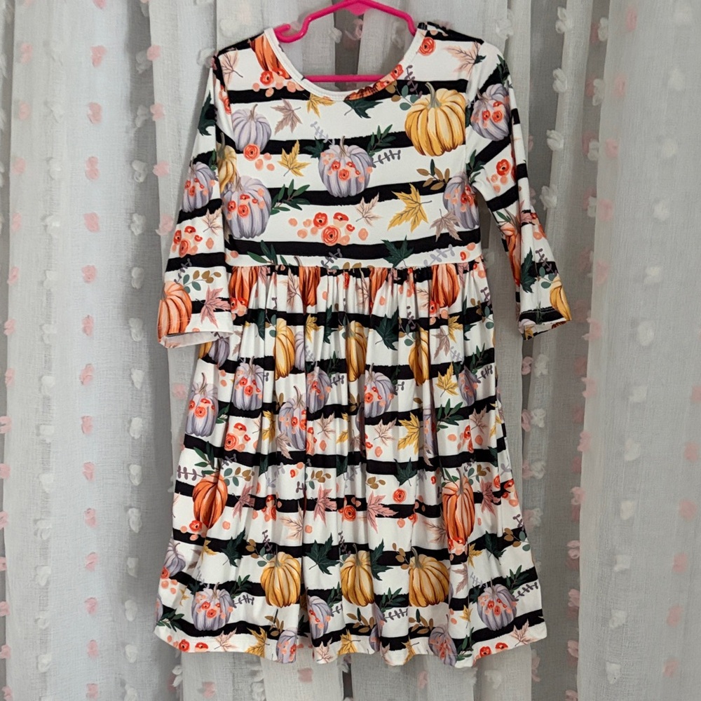 Pumpkin Print Long Sleeve Dress size 5/6